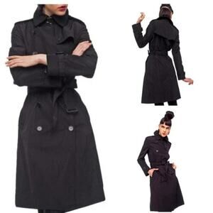Norma Kamali Belted Trench Jacket Women's Black Size X-Small XS